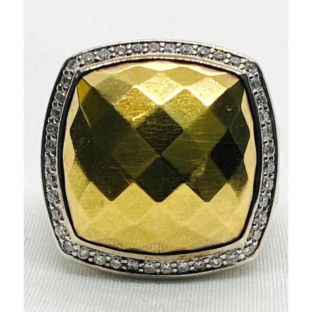 David Yurman Albion Faceted Dome Ring Sterling Silver Bonded 18K - Picture 6 of 11